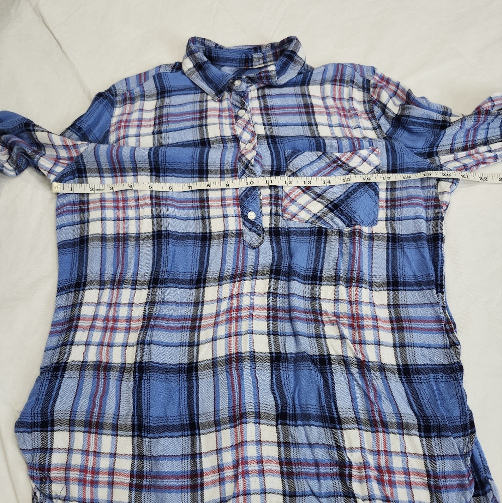 Id:23 Size Medium Blue and White Plaid Shirt - Picture 5 of 9